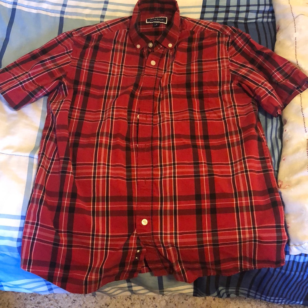 Striped red button down